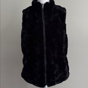 Nicole Miller Black Reversible Faux Fur Vest size S